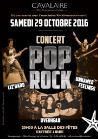 Concert Pop-Rock avec LIZ HARD, OVERHEAD  et The UNNAMED FEELINGS. Le samedi 29 octobre 2016 à cavalaire sur mer. Var.  20H30